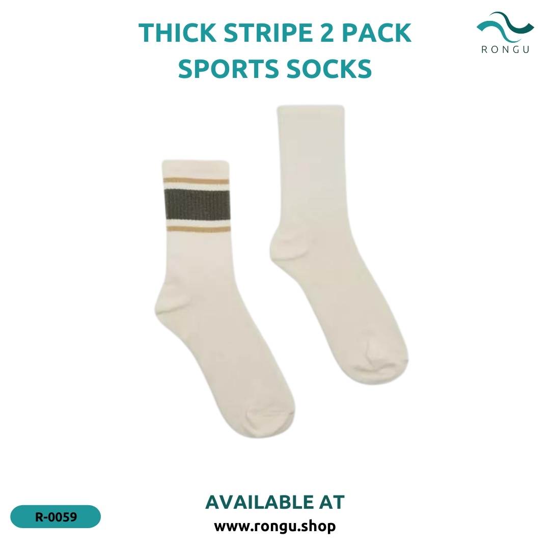 Thick Stripe 2 Pack Sports Socks