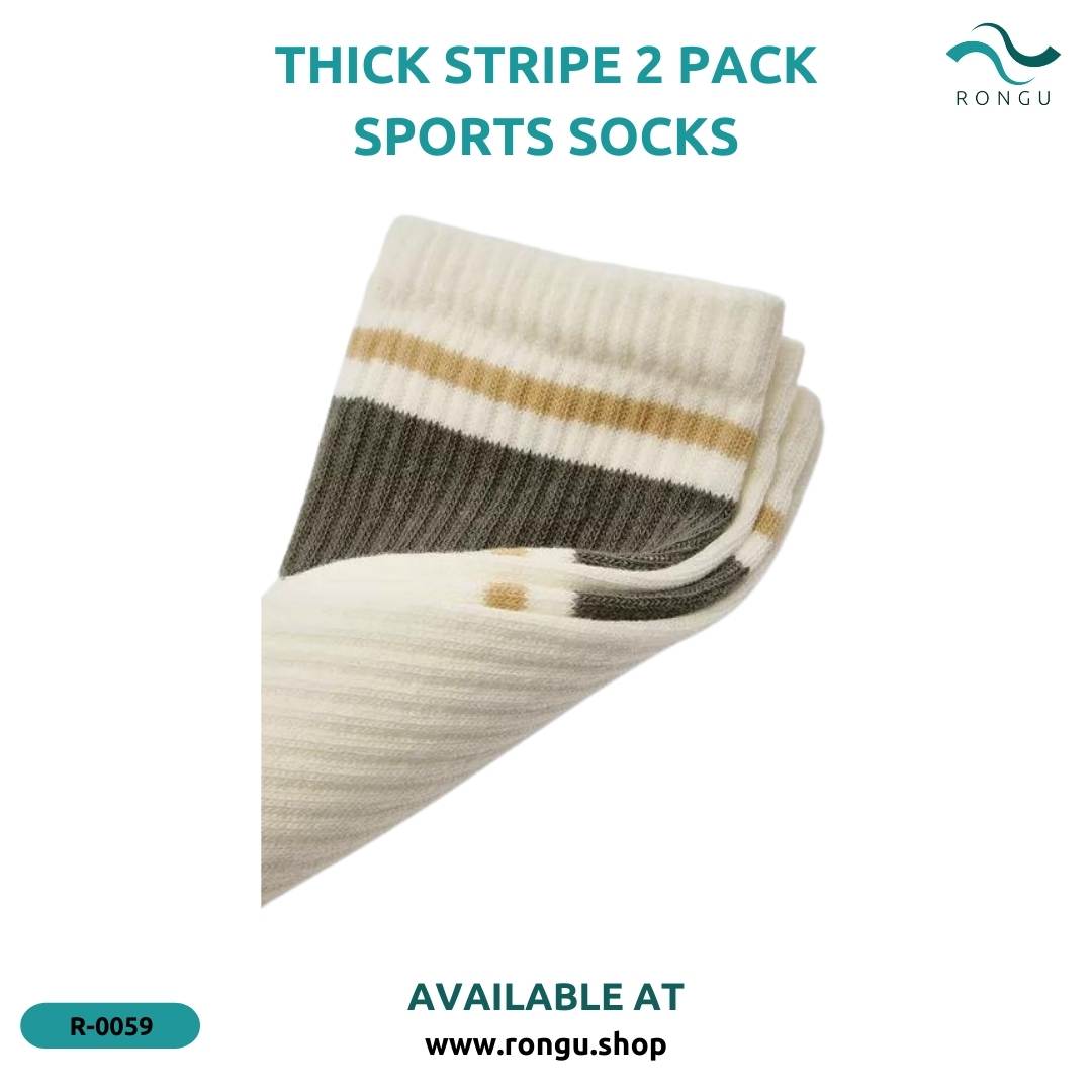 Thick Stripe 2 Pack Sports Socks