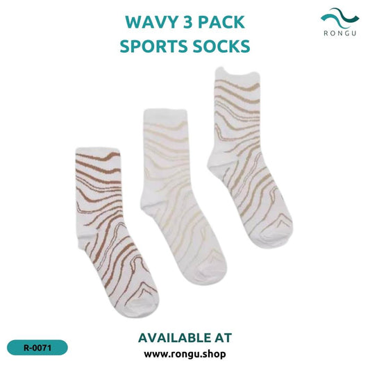 Wavy 3 Pack Sports Socks